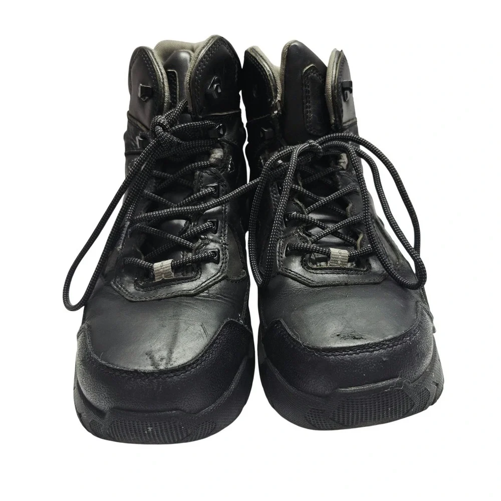 Ace Work Boots Men 12 Black Leather Safety Toe Slip Resistant ASTM 74063 READ